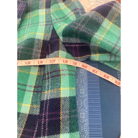 Talbots Classic Preppy Shetland Wool Blazer Aspen Plaid Tartan Turquoise Blue 8 - Picture 12 of 14